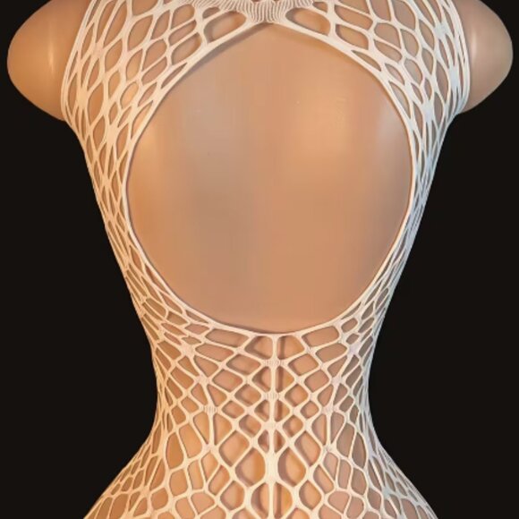 White Fishnet Cover-Up Dress - Picture 5 of 5